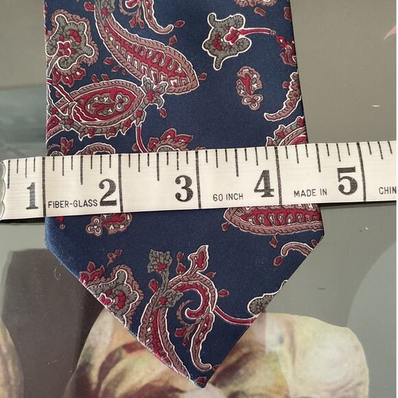 Vintage Camden Court Blue Mens One Size Paisley Blue Pointed Adjustable Tie - Picture 5 of 6